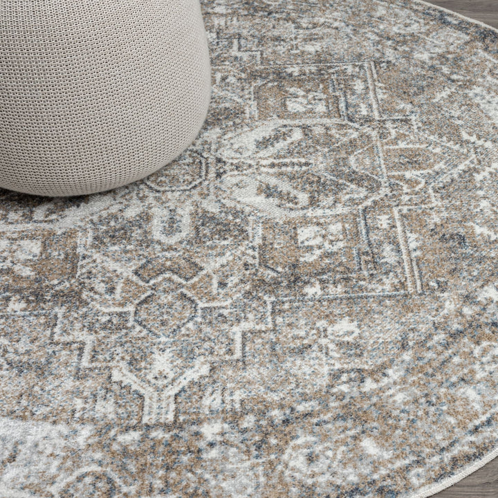 Easy 361 Earth  Washable Round Rug