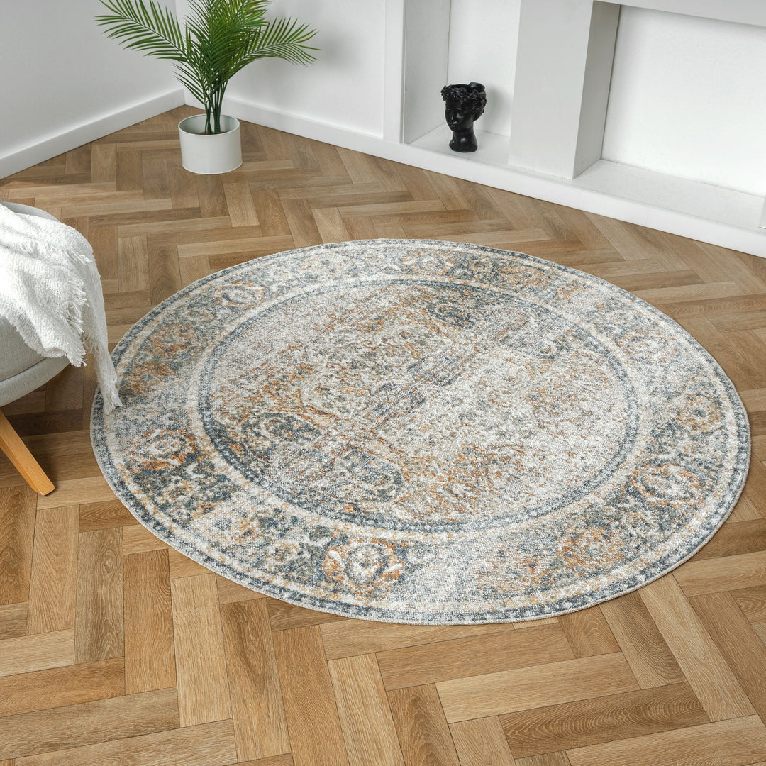 Easy 364 Coral  Washable Round Rug