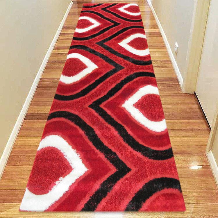 Luxury Shaggy 1204 Red Hallway Runner