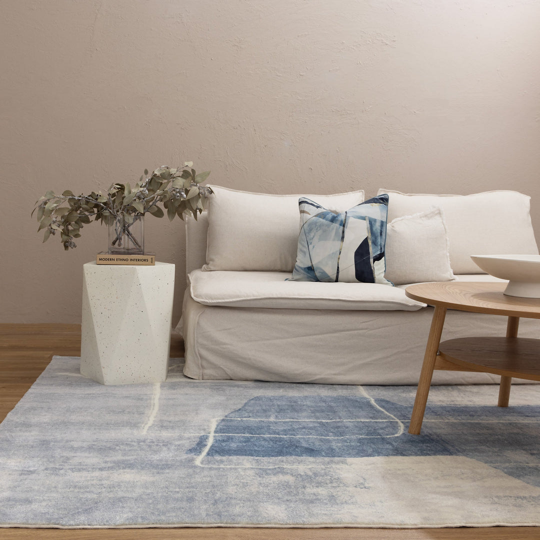 Cloud Abstract Blue Washable Rug