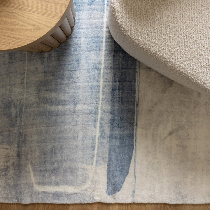 Cloud Abstract Blue Washable Rug