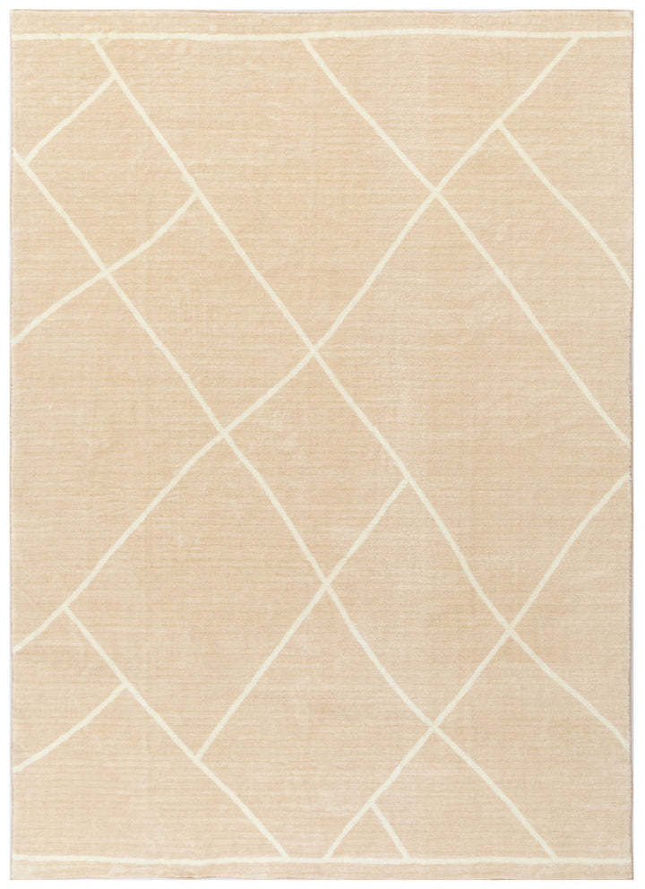 Cloud Diamonds Beige Washable Rug