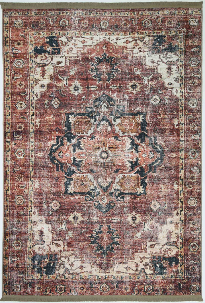 Vintage Crown Waterproof Red Oriental Rug