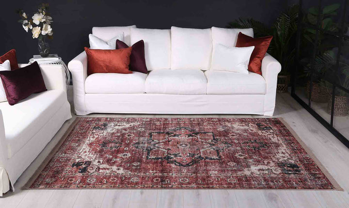 Vintage Crown Waterproof Red Oriental Rug