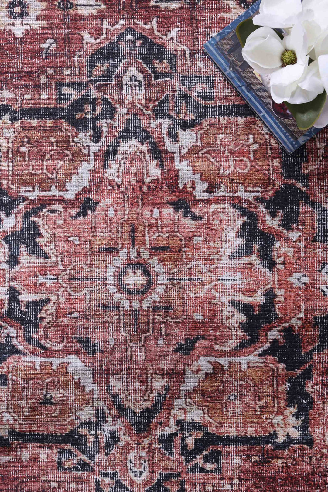 Vintage Crown Waterproof Red Oriental Rug