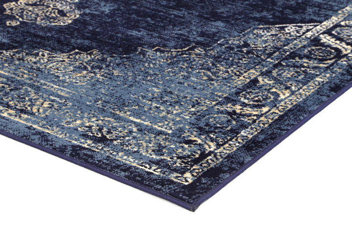 Arya Navy Distressed Contemporary Rug