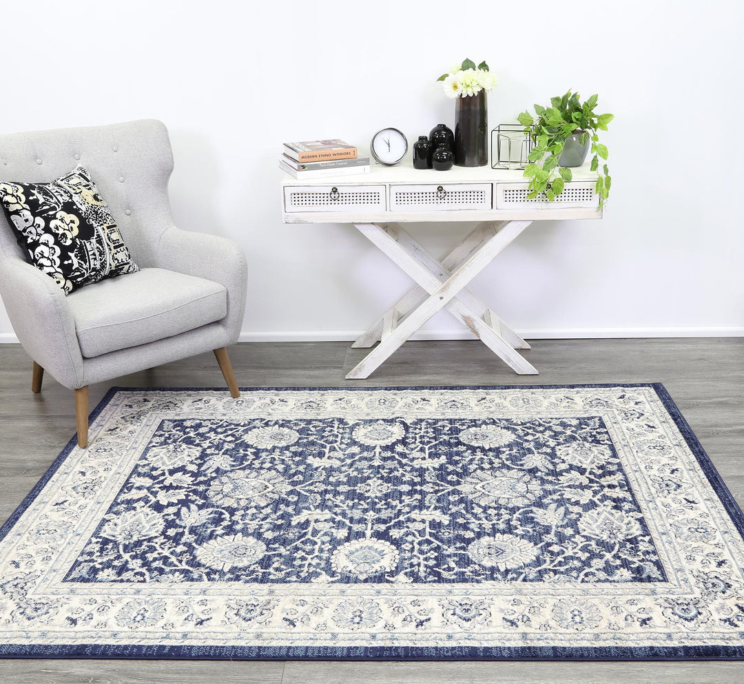 Arya Navy Blue Ziegler Ikat Traditional  Rug