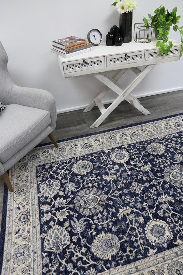 Arya Navy Blue Ziegler Ikat Traditional  Rug