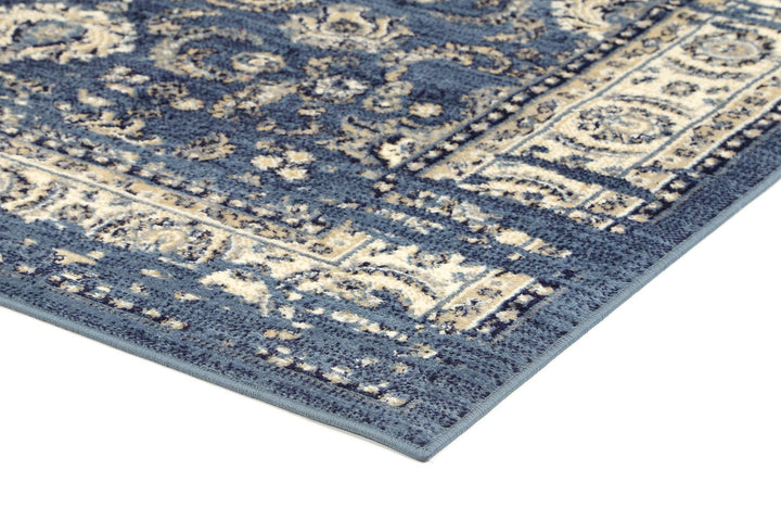 Arya Navy Blue Ziegler Distressed Traditional Ikat Rug