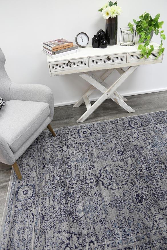 Arya Light Grey Ziegler Traditional Ikat Rug