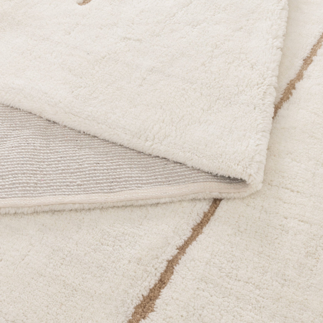 Highlands Abstract Beige Lines Washable Wool Rug