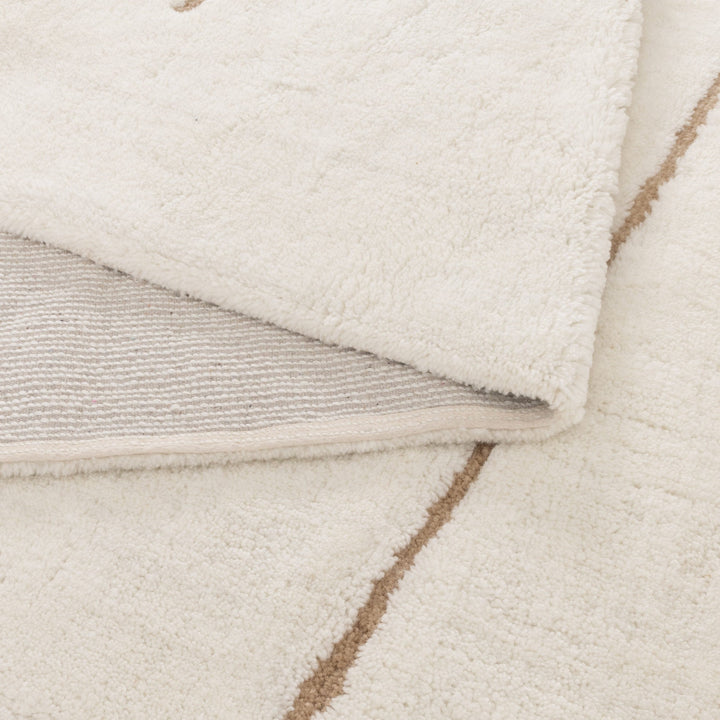 Highlands Abstract Beige Lines Washable Wool Rug