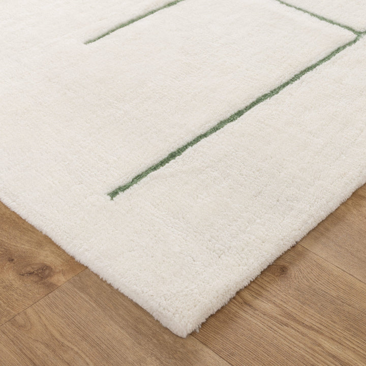 Highlands Abstract Olive Lines Washable Wool Rug