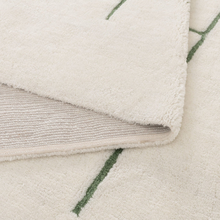 Highlands Abstract Olive Lines Washable Wool Rug