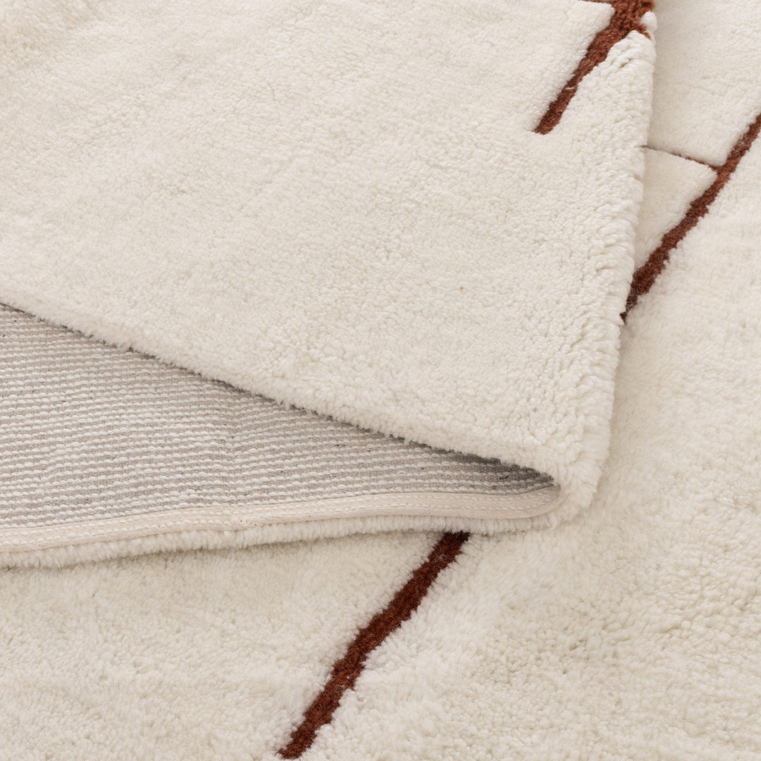 Highlands Abstract Terracotta Lines Washable Wool Rug