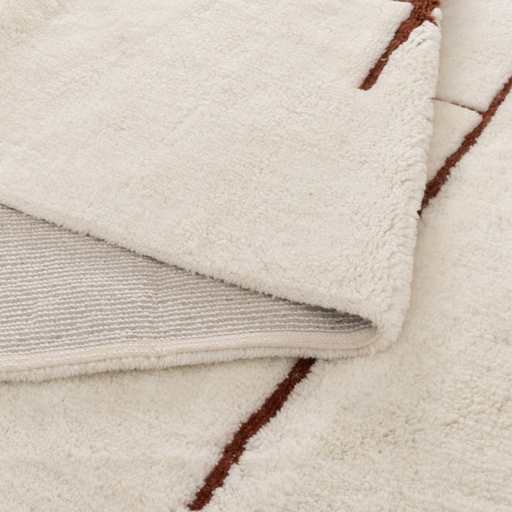 Highlands Abstract Terracotta Lines Washable Wool Rug