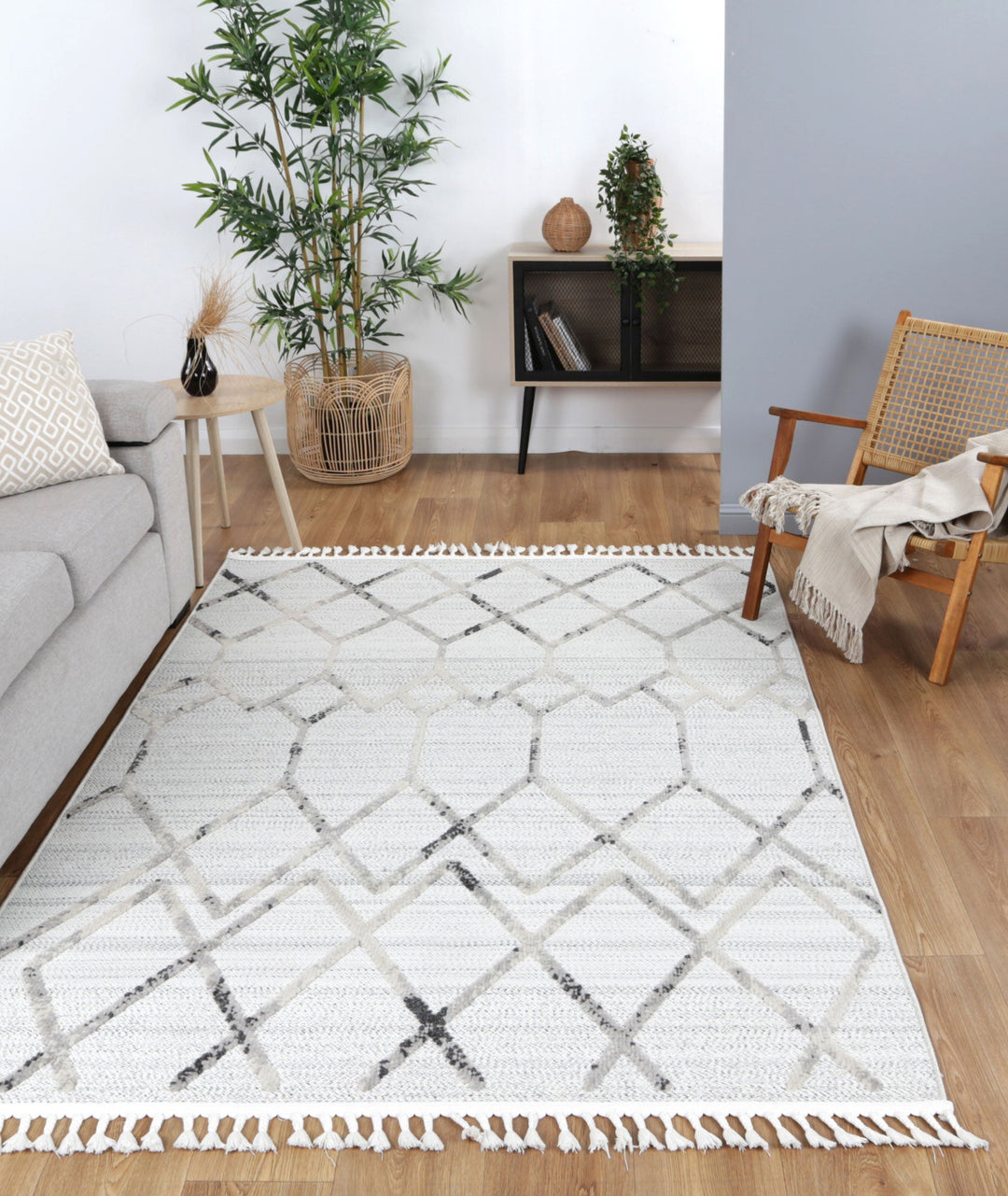 Ares Dorian Geometric Cream and Taupe Rug