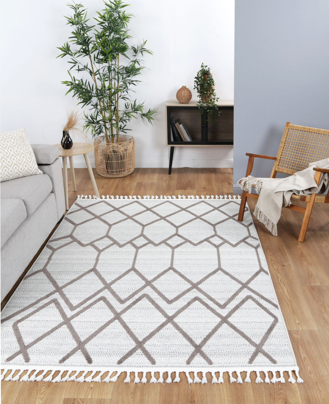 Ares Lelantine Geometric Cream and Brown Rug