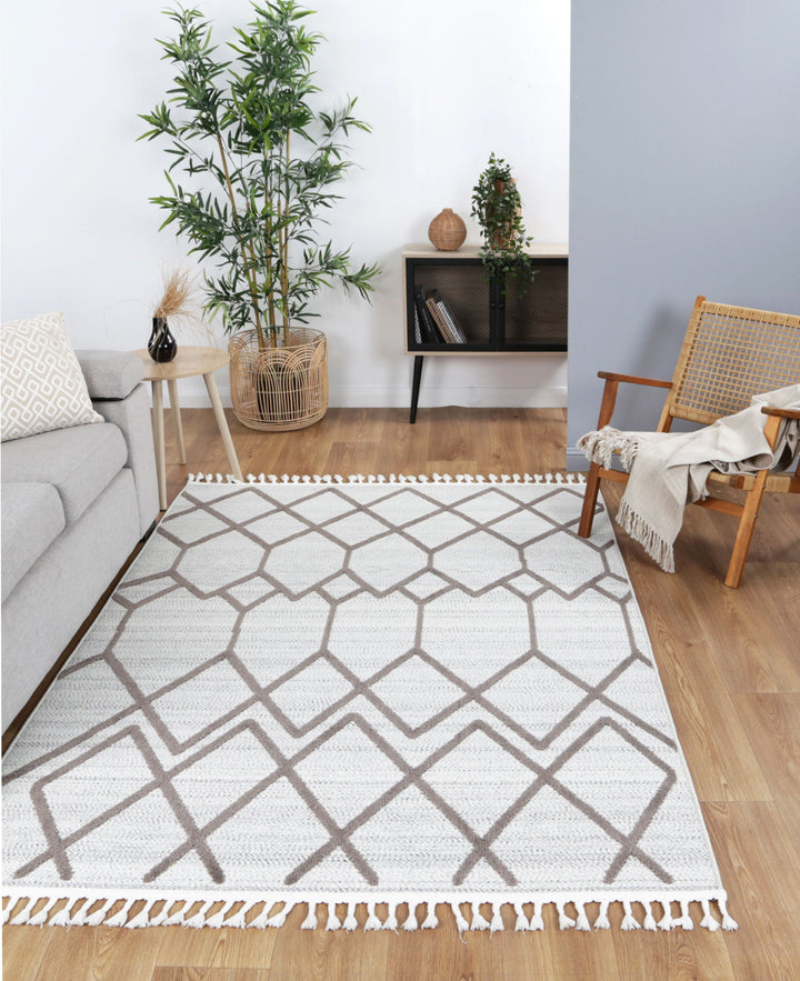 Ares Lelantine Geometric Cream and Brown Rug