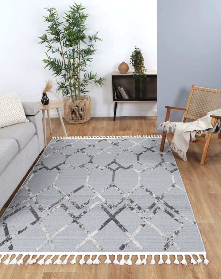 Ares Meliac Geomteric Grey and Taupe Rug