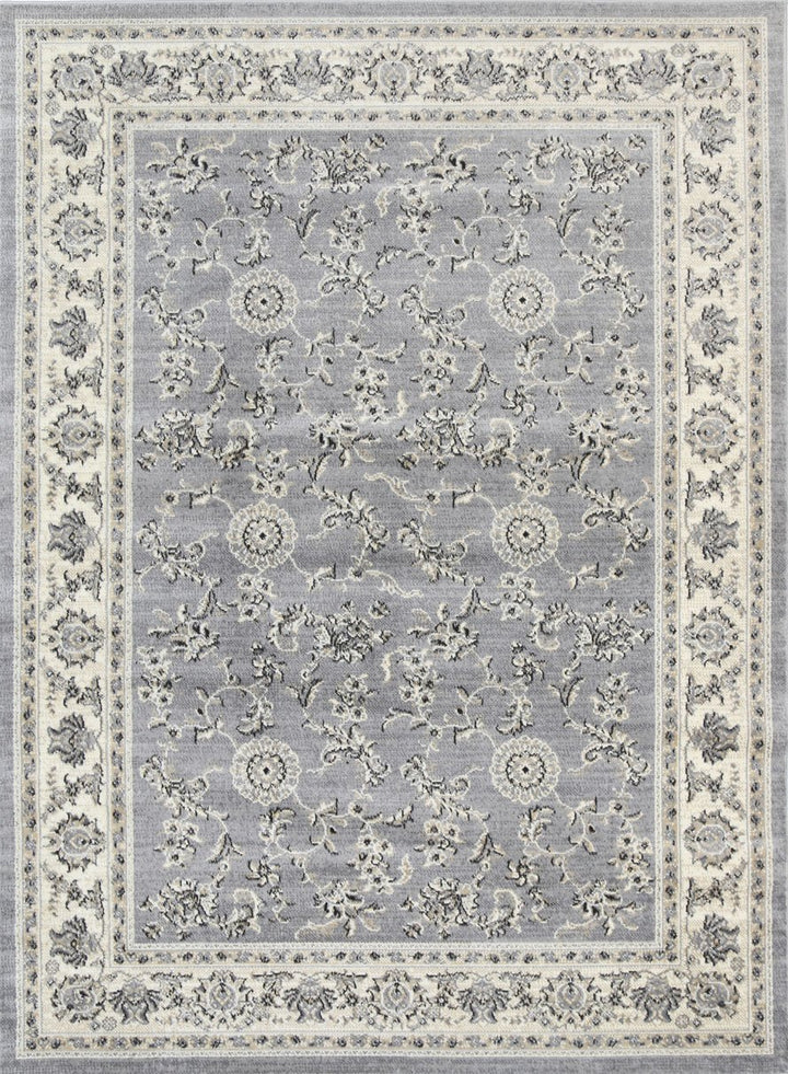 Arya Grey and Cream Traditional Boarder Rug