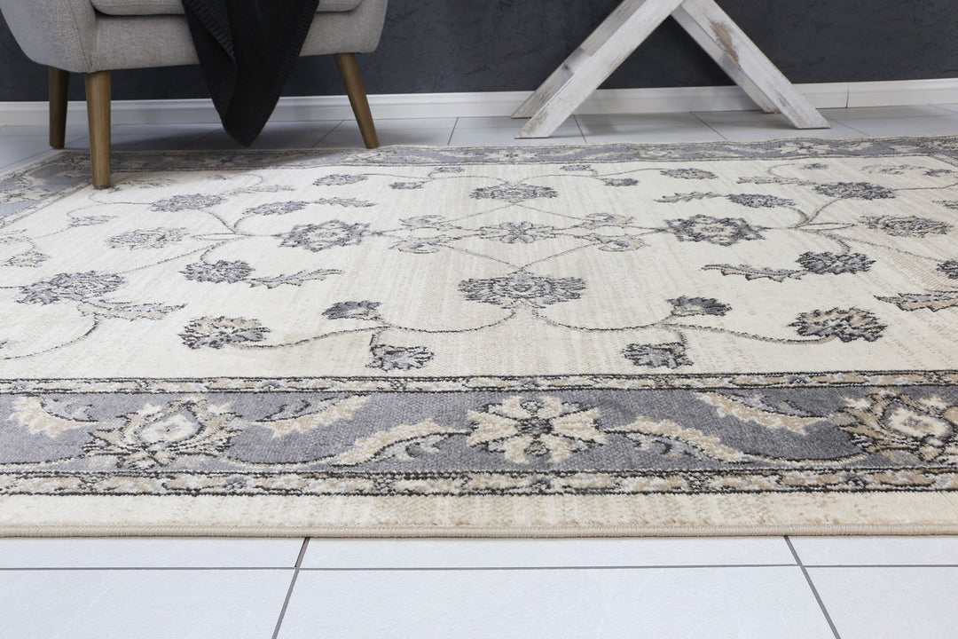 Arya Cream and Grey Traditional Rug