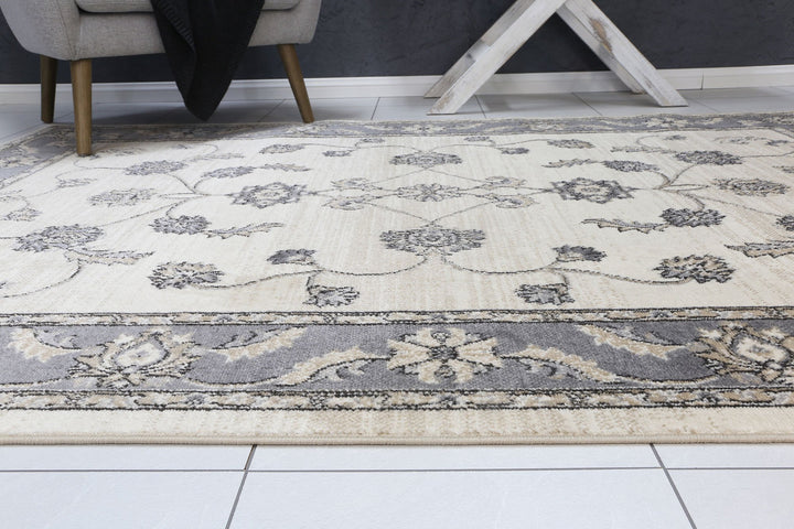 Arya Cream and Grey Traditional Rug