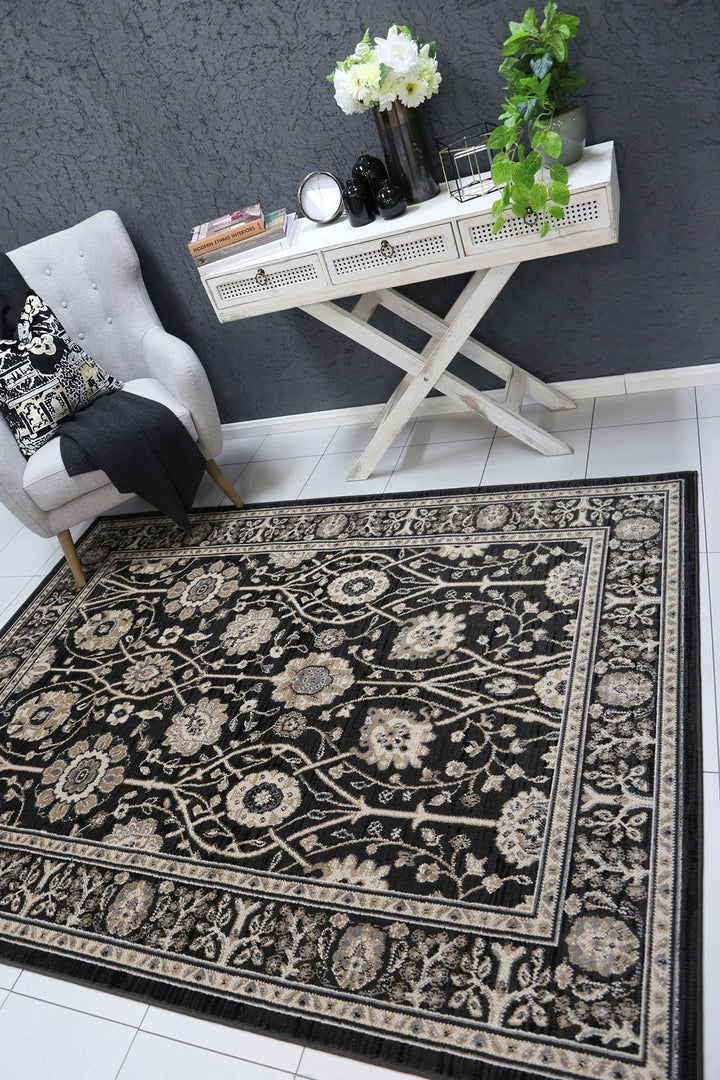 Arya Grey Ziegler Traditional Rug