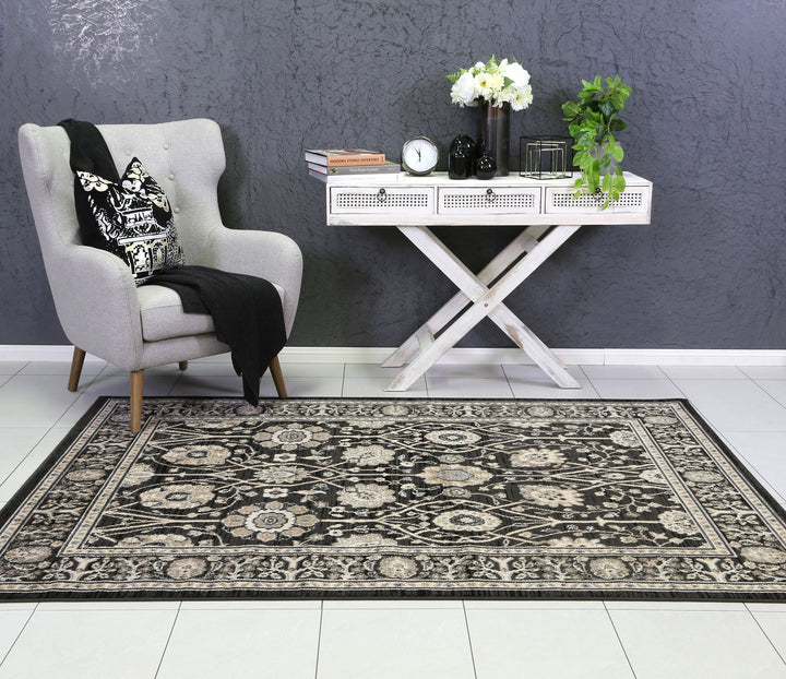 Arya Grey Ziegler Traditional Rug