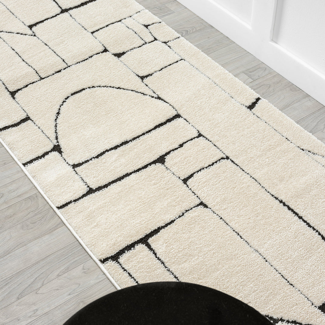 Arcadia Abstract Blocks Pebble Runner Rug
