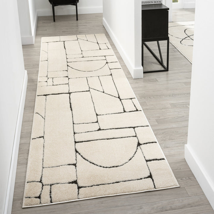 Arcadia Abstract Blocks Pebble Runner Rug