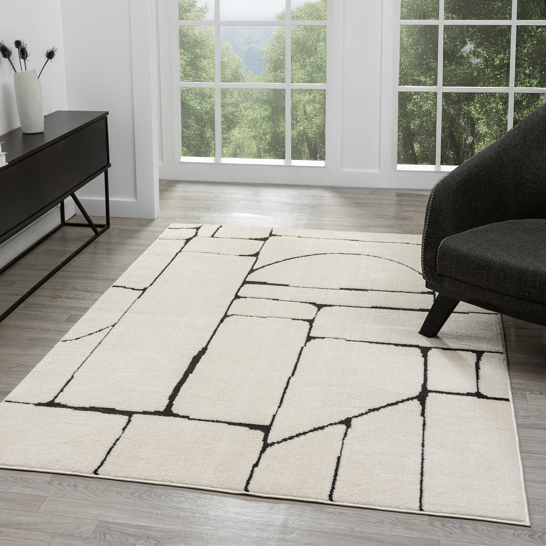 Arcadia Abstract Blocks Pebble Rug