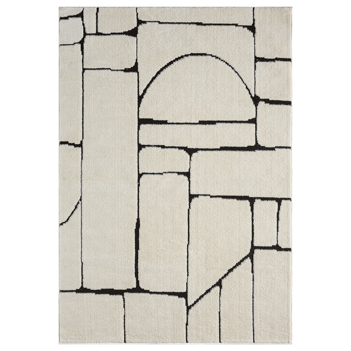 Arcadia Abstract Blocks Pebble Rug