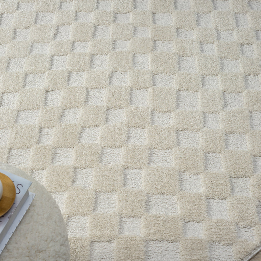 Arcadia Woven Check Linen Round Rug