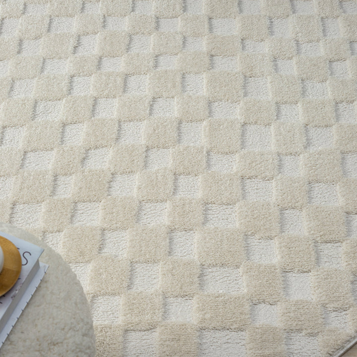 Arcadia Woven Check Linen Round Rug