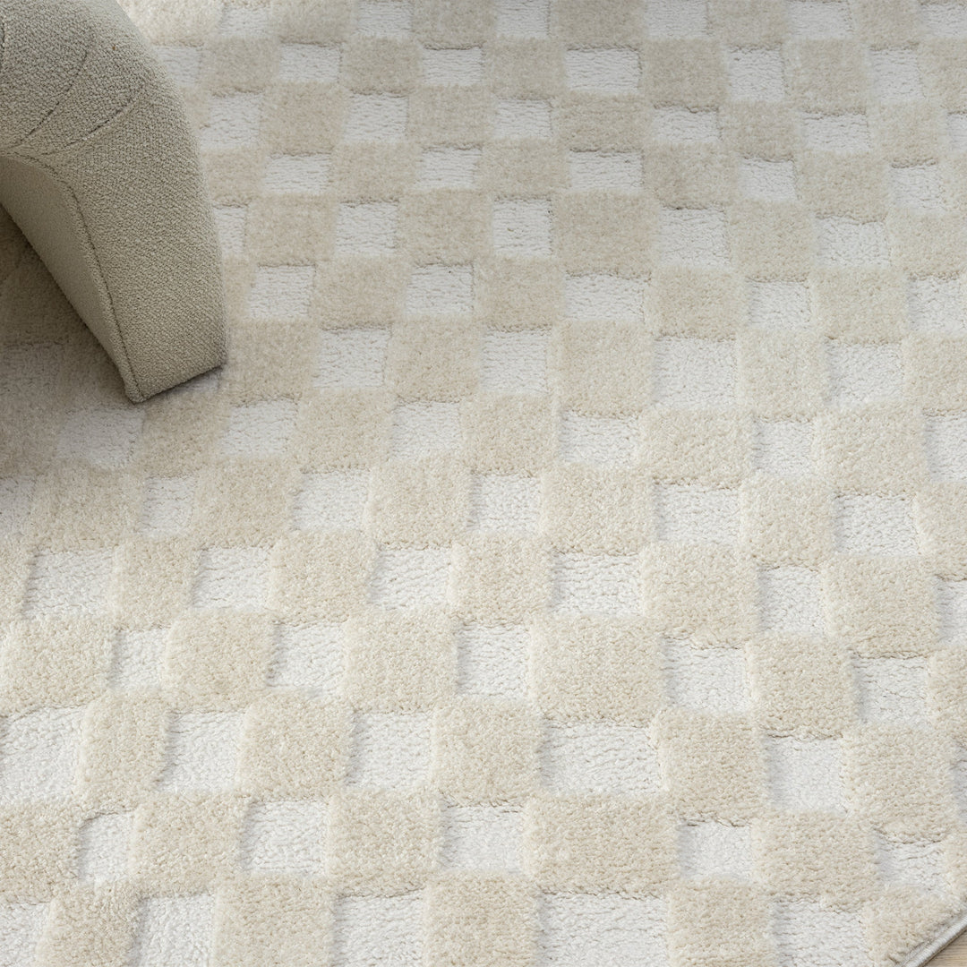 Arcadia Woven Check Linen Round Rug