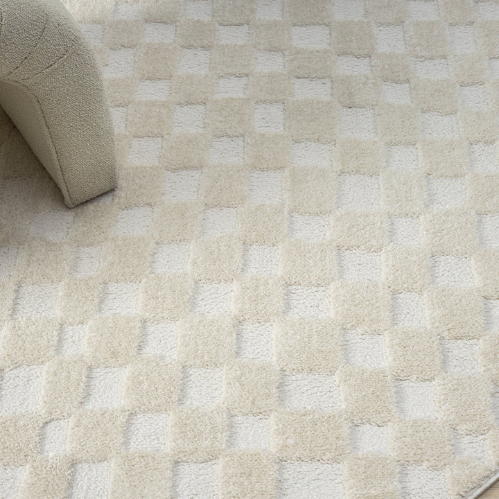 Arcadia Woven Check Linen Round Rug