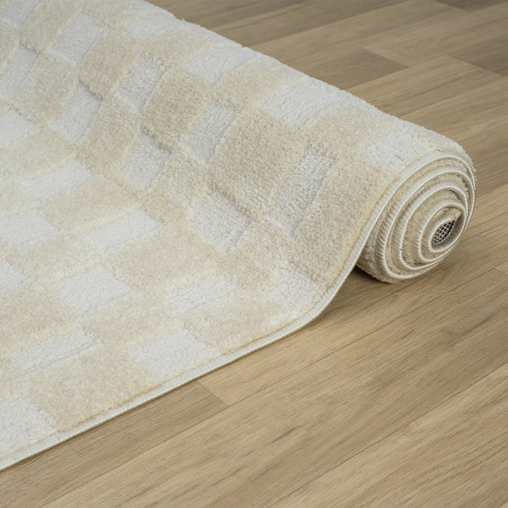 Arcadia Woven Check Linen Runner Rug