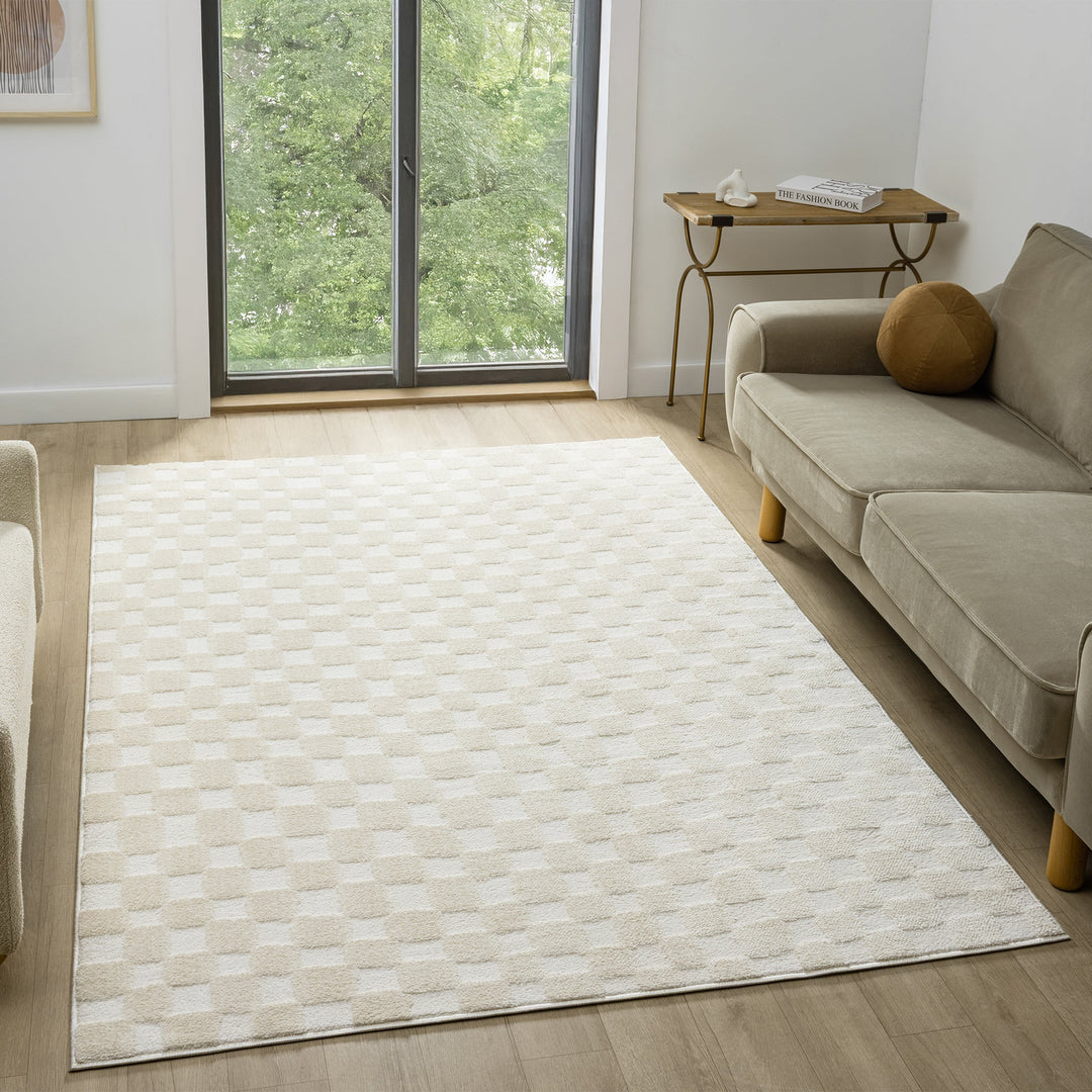 Arcadia Woven Check Linen Rug