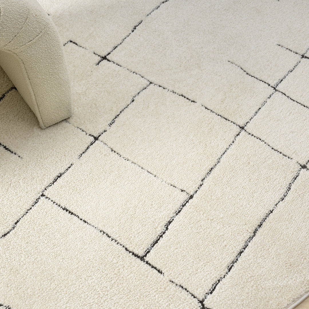 Arcadia Sketch Grid Vanilla Round Rug