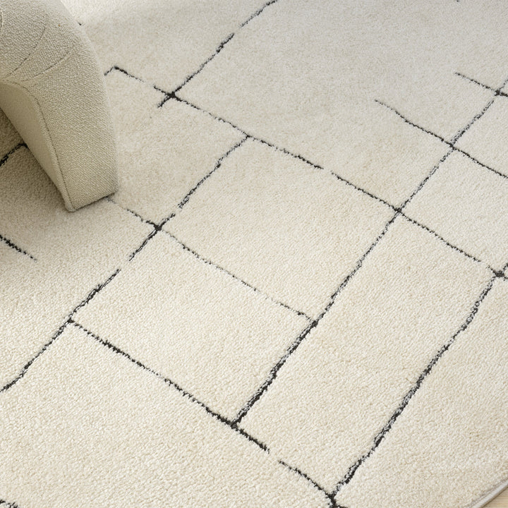 Arcadia Sketch Grid Vanilla Round Rug