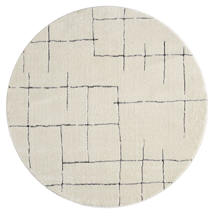 Arcadia Sketch Grid Vanilla Round Rug