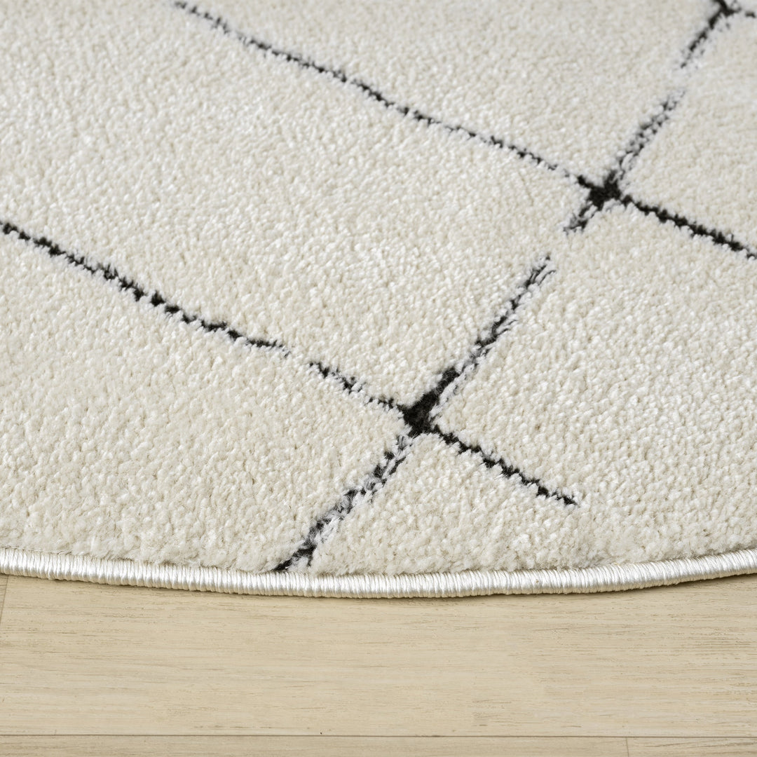Arcadia Sketch Grid Vanilla Round Rug