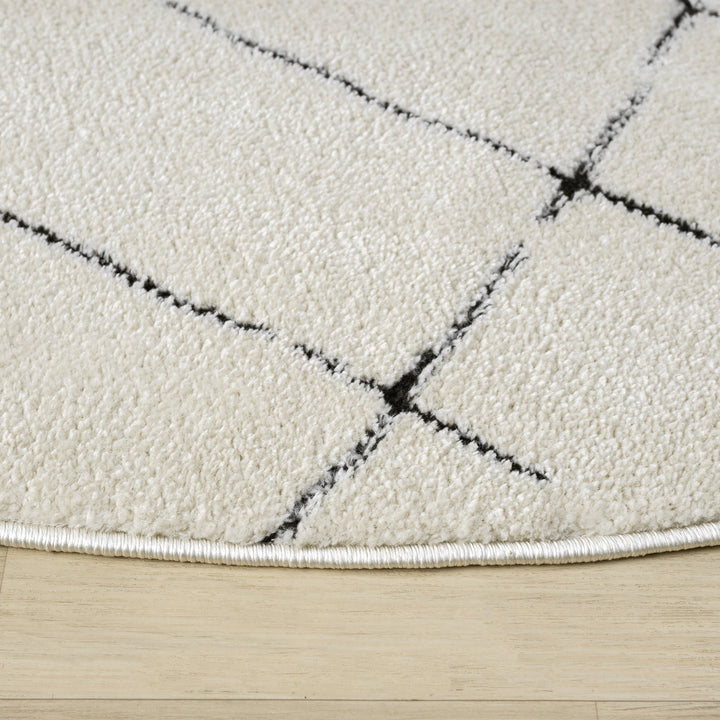 Arcadia Sketch Grid Vanilla Round Rug