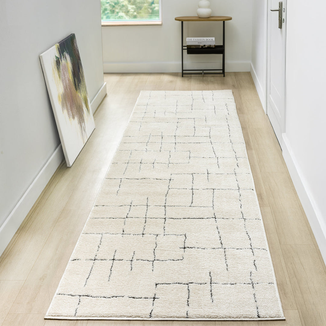 Arcadia Sketch Grid Vanilla Runner Rug