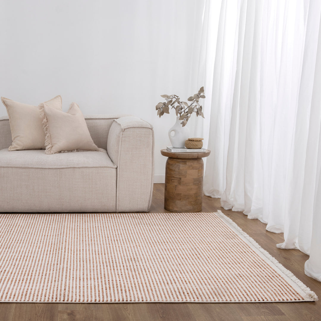Berno Pink Ivory Loop Stripes Rug