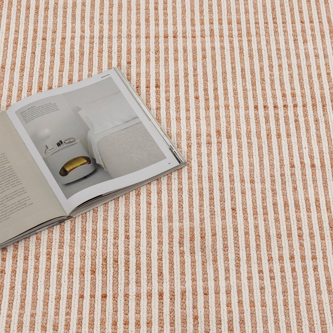 Berno Pink Ivory Loop Stripes Rug