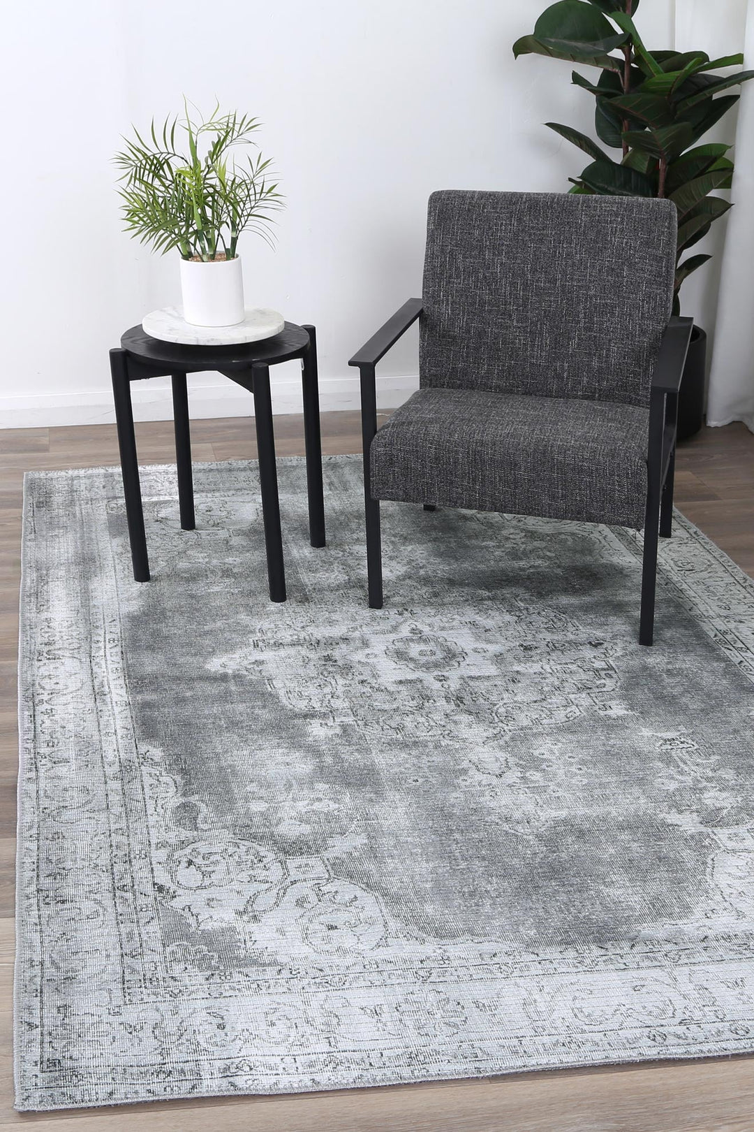 Babylon Isin Dark Grey Washable Rug