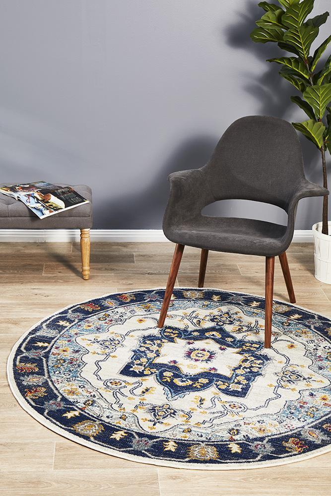 Babylon 201 Blue Round Rug