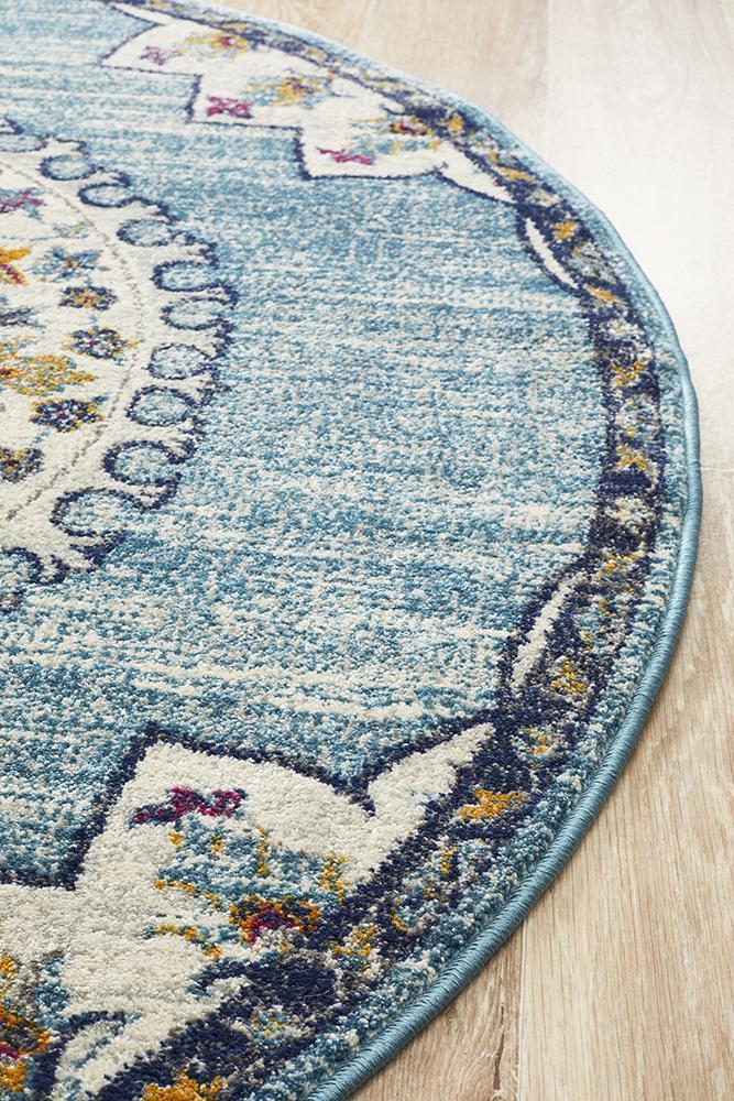 Babylon 202 Blue Round Rug